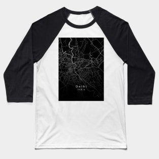 Delhi India City Map dark Baseball T-Shirt